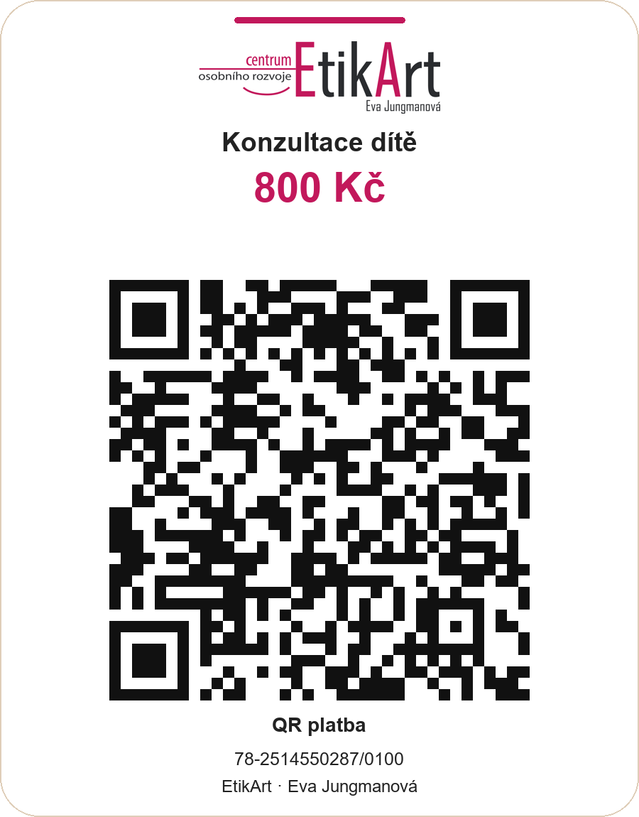 QR platba – konzultace dítě, 800 Kč