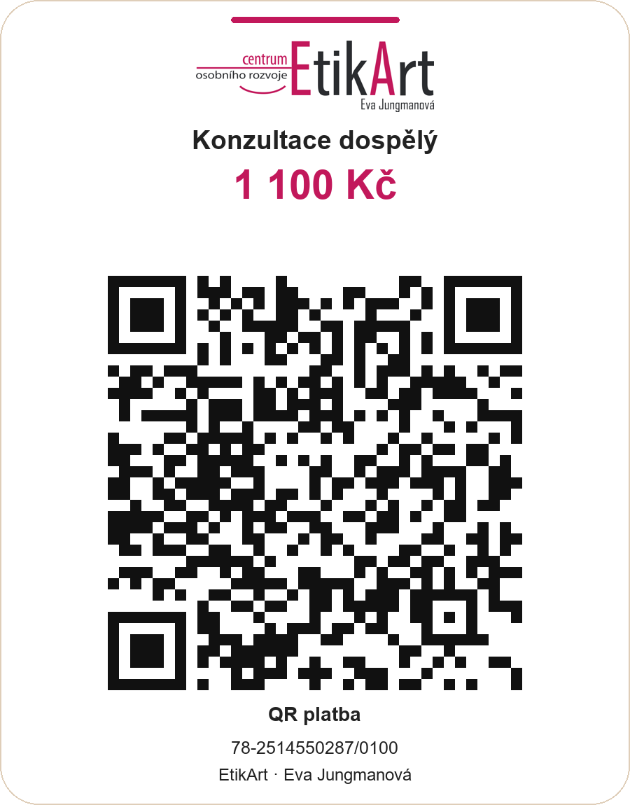 QR platba – konzultace dospělý, 1 100 Kč