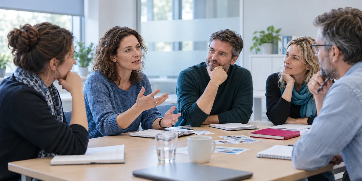 Pedagogové při společném praktickém workshopu ve třídě
